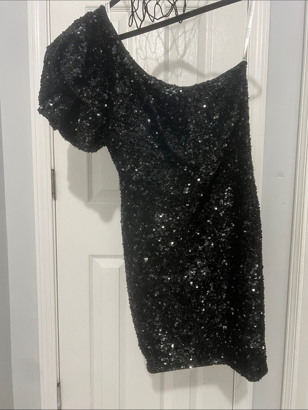 Jovani Black Sequin One-Shoulder Cocktail Dress